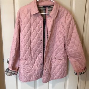 Pink Burberry quilted coat